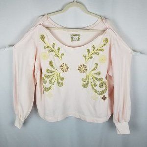 Postcard sweatshirt pink oversized appliqued.‎